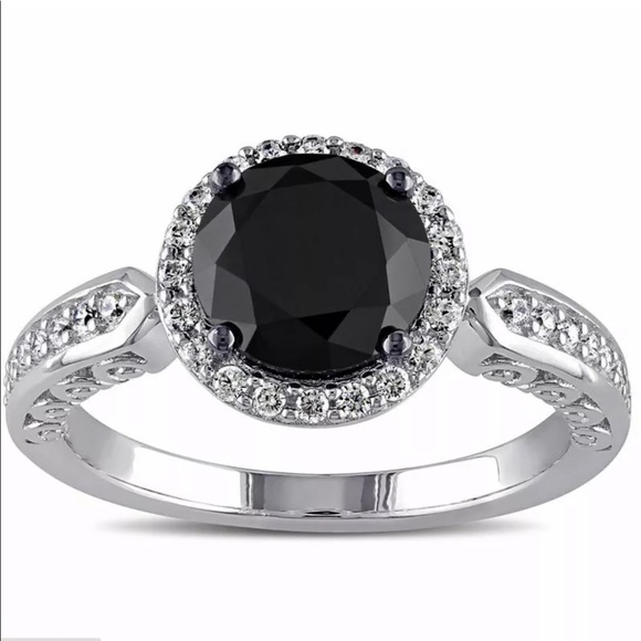 Woman Round Cut 2.35ct Black Sapphire 925 Ring - Picture 6 of 6